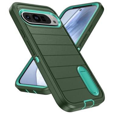 Imagem de Capa para Google Pixel 9 Pro XL, à prova de choque, à prova de poeira, suporte dobrável, 3 em 1, capa de proteção resistente durável de grau militar para Google Pixel 9 Pro XL 6,8 polegadas - verde