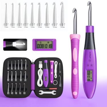 Imagem de Kit de Agulhas de Crochê Iluminadas com Contador Digital de Pontos – Agulhas Ergonômicas LED Recarregáveis USB 18-em-1 Intercambiáveis, Ideal para Iniciantes e Presente Criativo