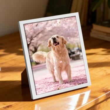 Imagem de Porta-retrato 15 x 20 cm, estilo moderno, para parede e mesa, suporte decorativo para fotos, acabamento minimalista brilhante, ideal para casa (branco)