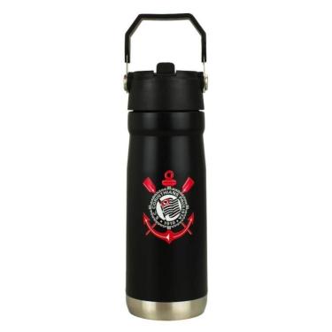 Imagem de Garrafa Térmica Inox Alça Canudo Bico 650ml - Corinthians-Unissex