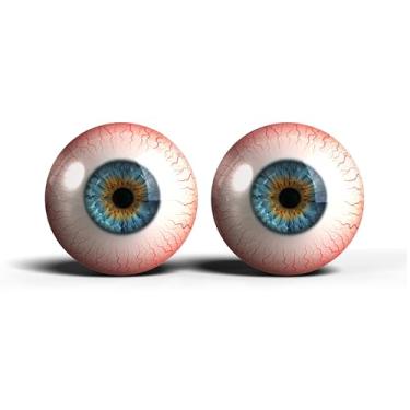 Imagem de Olhos de artesanato de vidro realistas de 2,5 cm, design de íris humana azul e cinza, conjunto de 2 peças, suprimentos para taxidermia e fabricação de bonecas - ONE POLEGADAS 25 mm (270-25)