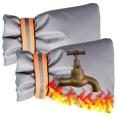 Imagem de KELEFET Torneira de inverno ao ar livre babador torneiras de parede capas externas - 2 peças, 20 cm C x 17 cm L x 7 cm D, espuma isolante espessa de 3 camadas, impermeável e sem geada para proteção