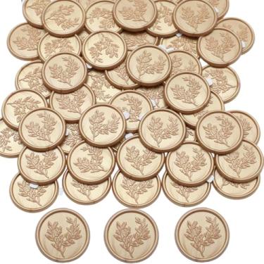 Imagem de Adesivos de lacre de cera, adesivo de selagem de envelope de casamento de eucalipto, 50 peças autoadesivos Prosecco Waxsealstickers (ouro claro)