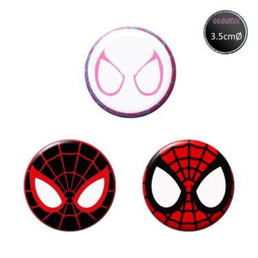 Imagem de Botton GEDUMIX Homem Aranha Aranhaverso 1.0 - 3 Peças, 3.5cmØ Ímã