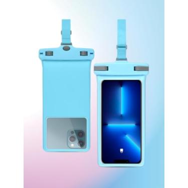 Imagem de Bolsa impermeável para celular Ipx8 de 7 polegadas - Bolsa seca universal para natação e passeios de barco, azul