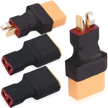 Imagem de DKARDU 4 peças XT90 plugue para macho fêmea adaptador de plugue T, XT90 macho fêmea plug toT macho fêmea conector adaptador sem fio para RC carro barco drone carregador de bateria lipo