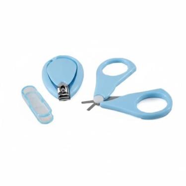 Imagem de Conjunto de Cortador De Unhas Para Bebê Kit Com 2 Peças 1 Cortador e 1 Tesoura 18cm x 11cm x 1cm (AZUL)