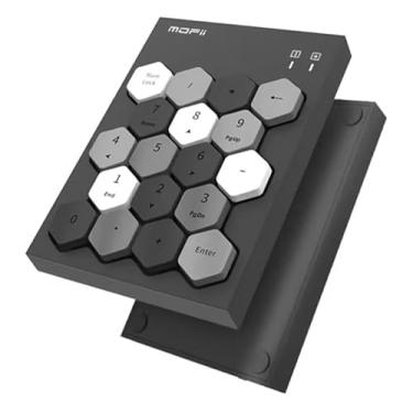 Imagem de Teclado Numérico Inalámbrico Teclas Hexagonais - Preto/Branco USB