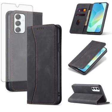 Imagem de Asuwish Capa carteira flip para celular Samsung Galaxy A16 5G/4G com protetor de tela de vidro temperado, fecho magnético, capa fólio, compartimento para cartão de crédito, suporte, acessórios para