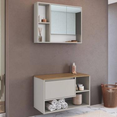 Imagem de Armário de Banheiro Bacelona 3 Portas com Espelho Arenas - Art In Móveis