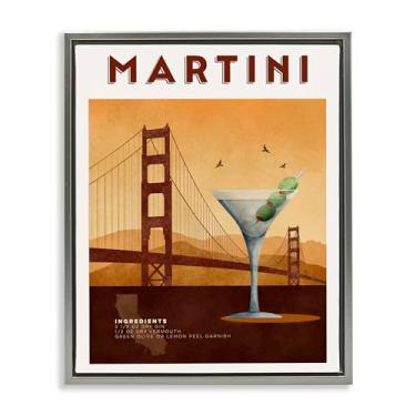Imagem de Stupell Industries Arte de parede retrô em tela flutuante com moldura preta para Martini e Ponte, design de Brett Blumenthal, 53 x 43 cm
