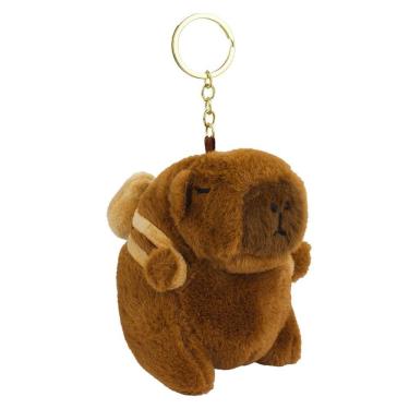 Imagem de Chaveiro de Pelúcia Capivara Mochila Bege 11cm