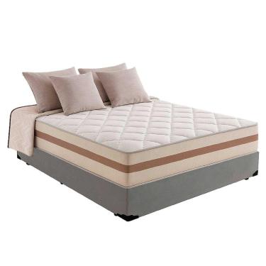 Imagem de Cama Box Casal 138 Suede Cinza Com Colchão Pillow Angel Molas Ensacadas 62x138x188