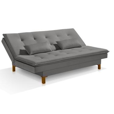 Imagem de Sofá Cama Bangkok Alto Padrão P Quarto Salas Tecido Veludo Cor cinza