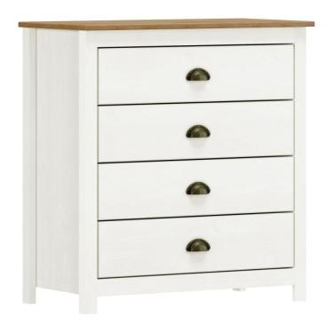 Imagem de Cômoda 4 Gavetas Em Madeira Linha Topázio - Branco/freijó
