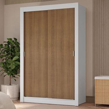 Imagem de Guarda-roupa Solteiro 2 Portas De Correr 4 Gavetas Branco/rustic Vivare Plus Madesa Branco/rustic