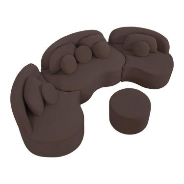 Imagem de Sofá Orgânico Apple 3,08m Veludo Com Pés De Madeira Cor Marrom 2131