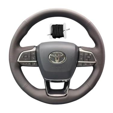 Imagem de Acessório de proteção interior de couro perfurado preto costurado à mão para capa de volante de carro, para Toyota Highlander 2020-2024 / Grand Highlander 2024 / Sienna 2021-2024