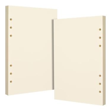 Imagem de Papel A5 de folhas soltas em branco com 6 furos, bege – Refil de páginas para fichário padrão A5 de 6 anéis, agendas – Ideal para escritório, estudo, receitas, viagens e orçamento – Pacote com 2 (80