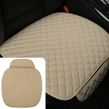 Imagem de KUQUTIDY Capas de assento de carro, capas protetoras de assentos dianteiros, confortáveis e respiráveis de linho com bolsos de armazenamento para carros, caminhões, SUVs, acessórios interiores de