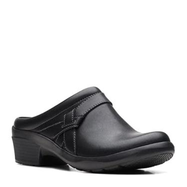 Imagem de Clarks Tamanco feminino Angie Mist, Couro preto, 10 Wide