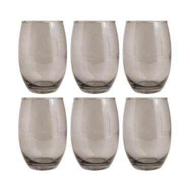 Imagem de Copos de Vidro 450ml Cinza California Agua Suco Vinho 6 Unid - PRATICA