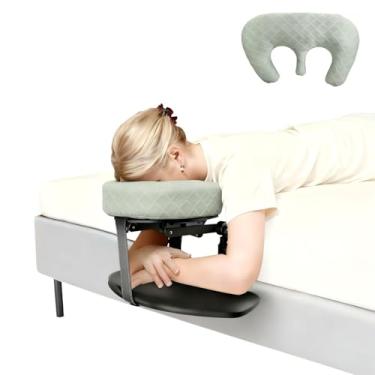 Imagem de Encosto de cabeça de massagem para cama, suporte de massagem ajustável em casa, kit de mesa de massagem portátil para colchão de dormir, travesseiro virado para baixo após cirurgia ocular (com