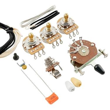 Imagem de Musiclily Pro Kit de Fiação DIY Circuito Elétrico para Guitarra estilo Americano ST SSS com Chave Seletora 5 Posições 3A Potenciômetro,Niquelado Jack