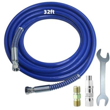 Imagem de QMTCYXGS Mangueira de pulverizador de tinta sem ar de 9,5 m, tubo de fibra flexível universal de 3300 PSI de alta pressão, para projetos de pintura profissional