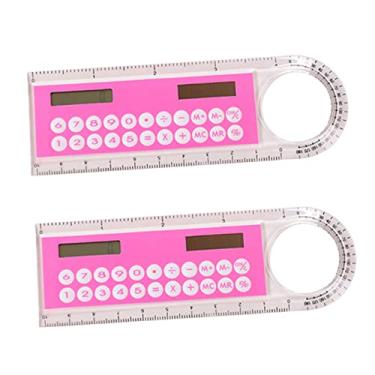 Imagem de Angoily 2 peças, régua de 10 cm, mini calculadora digital para meninos e meninas, régua para crianças, escola, escritório, uso doméstico, aleatório