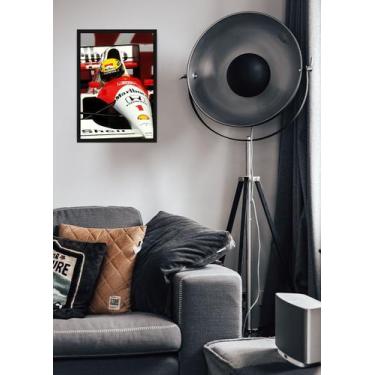 Imagem de Quadro Ayrton Senna Campeão com Vidro e Moldura Preta Tam:A4 - Spark L