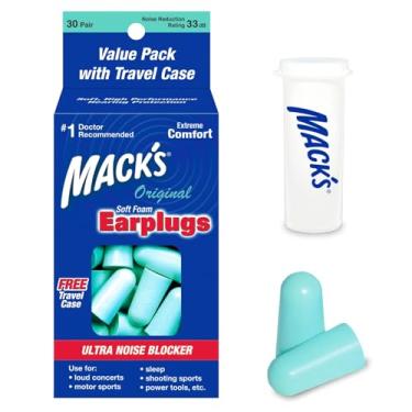 Imagem de Protetores de ouvido de espuma macia, pacote com 30 pares - 32dB mais alto NRR, plugues de ouvido confortáveis para dormir, roncar, trabalhar, viajar e eventos altos da Mack