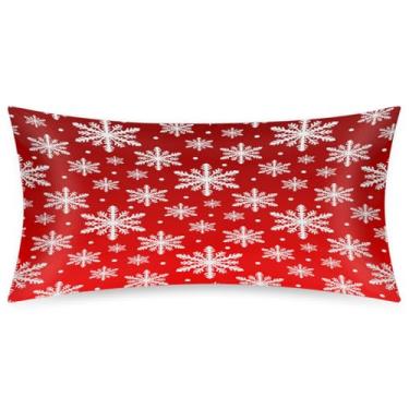 Imagem de Fronha King Size de cetim de seda para cabelo e pele, macia, antiderrapante, refrescante, neve, vermelho, com fecho de envelope para dormir, mulheres, homens, crianças, 50,8 x 101,6 cm, 1 peça