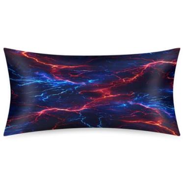Imagem de Fronha King Size de cetim de seda para cabelo e pele, macia, antiderrapante, refrescante, vermelho, azul, psicodélico, com fecho de envelope para dormir, mulheres, homens, crianças, 50,8 x 101,6 cm, 1