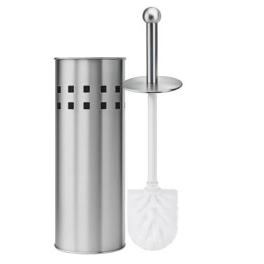 Imagem de Escova Sanitária Vaso Limpeza Higienização Em Aço Inox Com Suporte - Kit Completo para Limpeza e Higienização do Vaso Sanitário, Antiferrugem e Durável, Design Prático para Banheiro