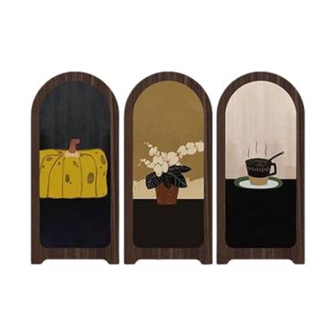 Imagem de BLWOTMOR Decorativo de Mesa, Mini Dobrável, Ornamento com 3 Painéis, Divisória para Escritório, Lareira, Decoração de Casa, Presentes de Boas-vin, Style D, Tamanho real