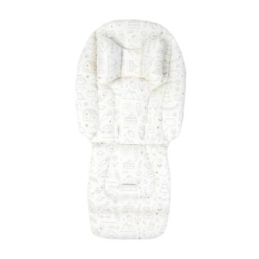 Imagem de KiBcsLic Almofada para Carrinho de Bebê, Fácil Instalação, Antiderrapante, Respirável, Macia e Quente, Inserção para Assento Infantil, Tapete para Carrinho de, Graffiti Branco