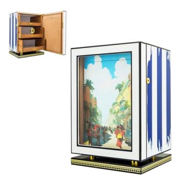 Imagem de HGTRH Umidor de charuto, gabinete umidificador de charuto de mesa com aba higrômetro digital para armazenar etiquetas de charutos, 3 gavetas de madeira de cedro para 90 charutos