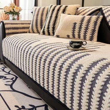 Imagem de HGTRH Capa de sofá Jacquard Cordeiro Veludo 1 2 3 4 lugares, capa de sofá macia em forma de L, capa de sofá antiderrapante, capa de sofá Cuddly capa de sofá de canto, protetor de sofá para cão cinza