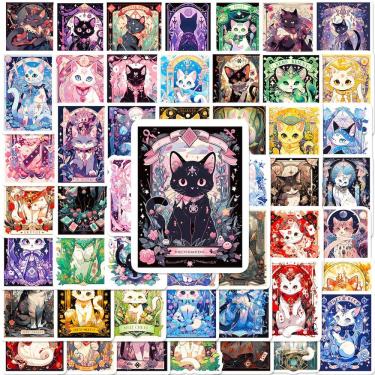 Imagem de Pacote de adesivos Cat Tarot Cards Anime 50 unidades de papel de 4-8 cm