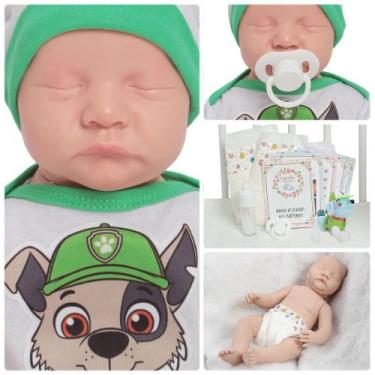 Imagem de Bebe Reborn Boneco Menino Levi 43cm Pode Banho + Acessórios - Cegonha 