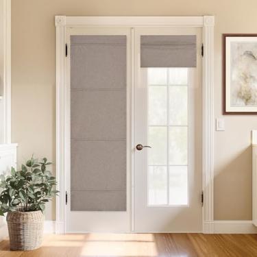 Imagem de StangH Persiana romana 100% blackout sem fio, sem broca, leve, para janela de quarto, com ímãs, isolamento térmico e frio, persiana para sala de estar, jantar, mocha, 76 x C 164, 1 painel