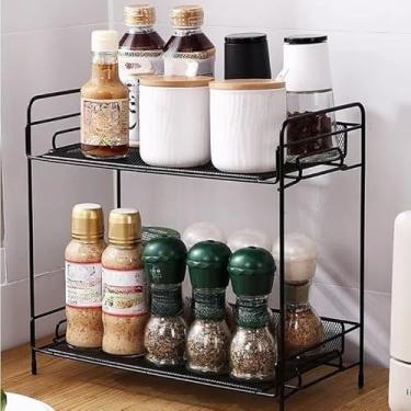 Imagem de Organizador Multiuso com 2 Prateleiras Aramadas – Suporte de Metal 36×17,5×32,5 para Cosméticos, Banheiro e Cozinha