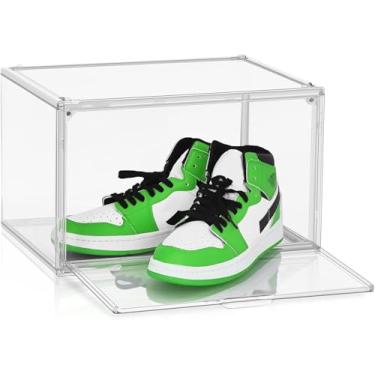 Imagem de Caixa de sapato de acrílico tamanho 14, caixa de plástico transparente empilhável para exibição de sapatos, caixas de armazenamento transparentes, recipientes organizadores de bolsa com tampas