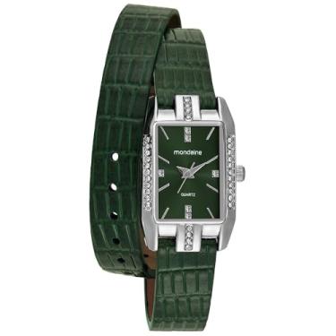 Imagem de Mondaine Relógio Feminino Mondaine Verde Couro Legítimo Quadrado