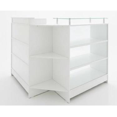 Imagem de Balcão Caixa + Expositor Vidro 100% Mdf Branco Desmontado - Suprema Mó