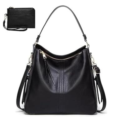 Imagem de Bolsa Grande Feminina Transversal Moderna Luxo E Carteira (Preto)