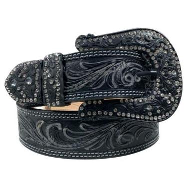 Imagem de Cinto De Strass Preto Country Feminino Paul Western 3631, Preto, 100