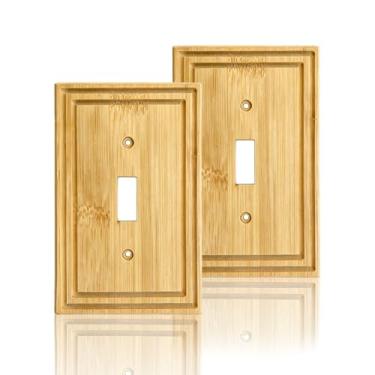 Imagem de 2 peças placa de cobertura para interruptor de luz de madeira 11,4 cm x 7 cm capas de placa de madeira para tomada de madeira interruptor de luz Woden h C sobre Plat e decoração decorativa de bambu