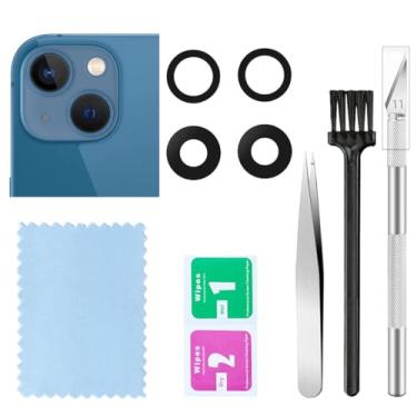 Imagem de 2 pacotes de substituição de vidro de lente de câmera traseira para iPhone 12/iPhone 12 Mini substituição de lente de vidro da câmera com adesivo pré-instalado e ferramentas de reparo